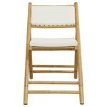 vidaXL Ensemble de bistro pliante 3 Pièces et coussins blanc crème bambou