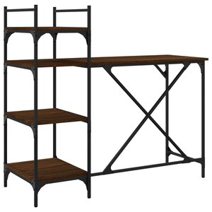 vidaXL Bureau d'ordinateur avec étagères chêne marron 120x47x109 cm