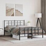 vidaXL Cadre de lit métal sans matelas avec pied de lit noir 135x190cm