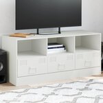 vidaXL Meuble TV blanc 99x39x44 cm acier