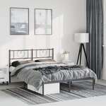 vidaXL Cadre de lit métal sans matelas avec tête de lit noir 135x190cm