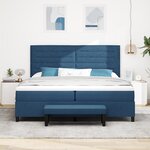 vidaXL Lit à ressort avec matelas et banc bleu 200x200 cm en tissu