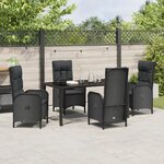 vidaXL Ensemble de salle à manger de jardin 5 pièces Noir Rattan poly