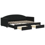 vidaXL Lit de jour avec gigogne et tiroirs sans matelas noir 80x200 cm
