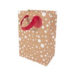 Sac cadeau noël kraft pois blancs petit format - draeger paris