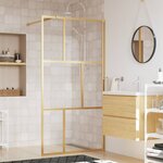 vidaXL Paroi de douche avec verre ESG transparent doré 100x195 cm