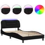 vidaXL Cadre de lit avec LED sans matelas noir 100x200 cm tissu