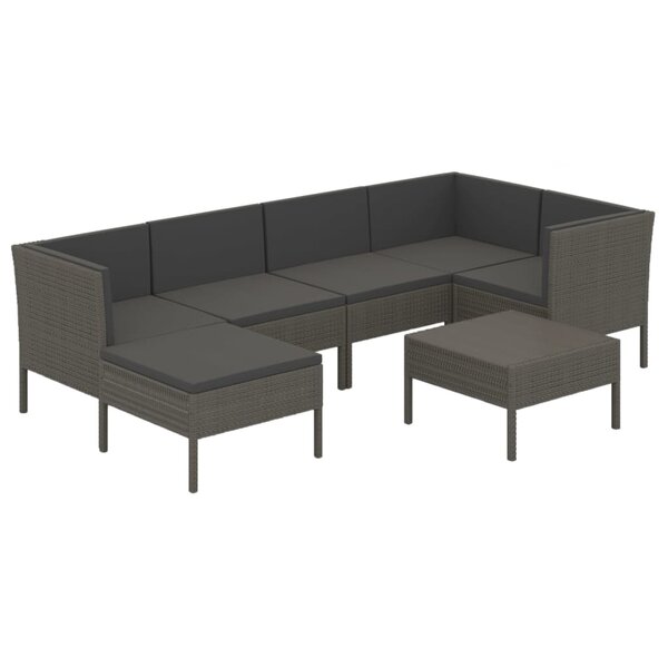 Salon de jardin meuble d'extérieur ensemble de mobilier 7 pièces avec coussins résine tressée gris 02_0017275