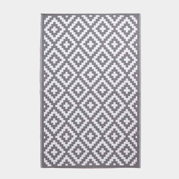 Tapis extérieur terrasse réversible - Tapis de jardin imperméable et résistant UV - Zoe - Gris - 75x200 cm - HOMESCAPES