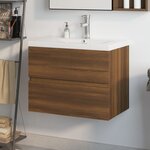 vidaXL Meuble lavabo avec bassin intégré Chêne brun Bois d'ingénierie