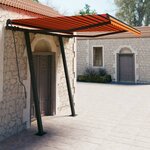 vidaXL Auvent manuel rétractable avec poteaux 3x2 5 m Orange et marron