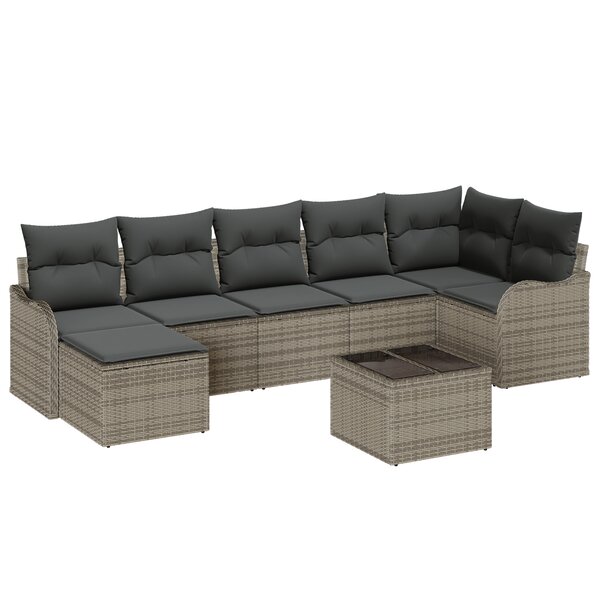 vidaXL Ensemble de Canapé de Jardin 7 Pièces avec Coussins Rotin Poly Noir