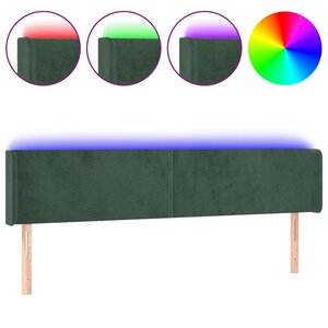 vidaXL Tête de lit à LED Vert foncé 203x16x78/88 cm Velours