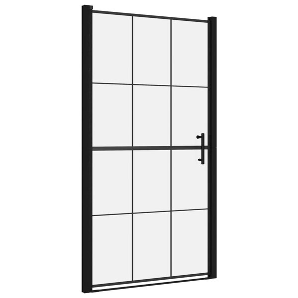 vidaXL Porte de douche verre trempé 100x178 cm noir