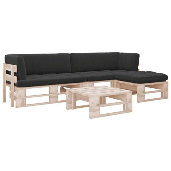 vidaXL Salon de jardin palette 4Pièces avec coussins bois de pin imprégné
