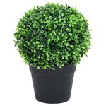 vidaXL Plantes de buis artificiel 2 Pièces avec pots Boule Vert 37 cm
