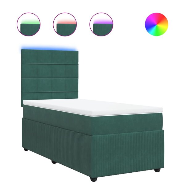 vidaXL Sommier à lattes de lit avec matelas Vert foncé 90x190 cm