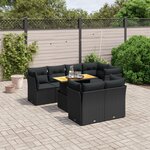 vidaXL Salon de jardin 8 Pièces avec coussins noir résine tressée