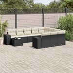 vidaXL Salon de jardin 11 Pièces avec coussins noir résine tressée