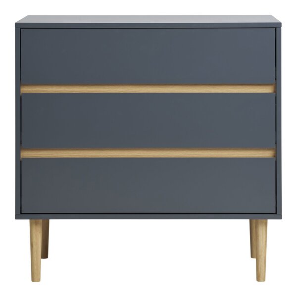 Commode 3 tiroirs en bois gris foncé 80 x 40 x 80 cm