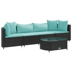 vidaXL Salon de jardin 5 Pièces avec coussins noir résine tressée