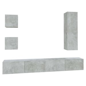 vidaXL Ensemble de meubles TV 5 Pièces Gris béton Bois d'ingénierie