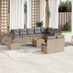 vidaXL Salon de jardin 11 Pièces avec coussins beige résine tressée