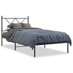 vidaXL Cadre de lit métal sans matelas avec tête de lit noir 90x200 cm