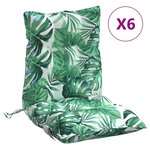vidaXL Coussins de chaise à dossier bas lot de 6 modèle de feuille