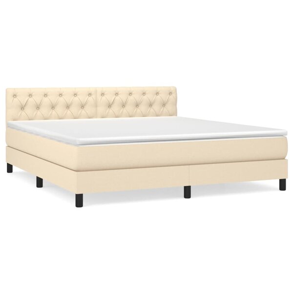 vidaXL Sommier à lattes de lit avec matelas Crème 160x200 cm Tissu