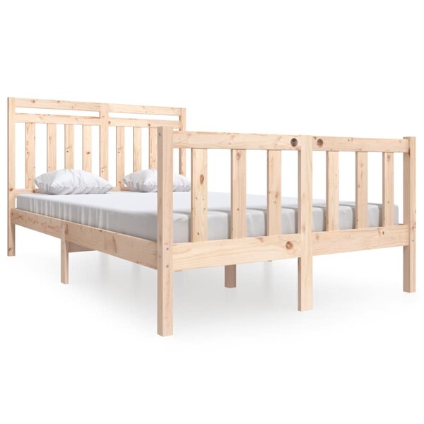 vidaXL Cadre de lit 135x190 cm Double Bois massif