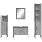vidaXL Ensemble d'armoires de salle de bain 4 Pièces sonoma gris