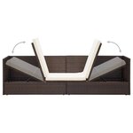 vidaXL Lit de jardin avec coussin et oreillers Résine tressée Marron
