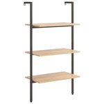 vidaXL Étagère inclinée 3 niveaux Marron clair et noir 64x35x120 5 cm