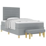vidaXL Lit à ressorts avec matelas et banc Gris clair 120x200 cm Tissu