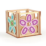 Photophore Fleur Bois 70X70X70mm