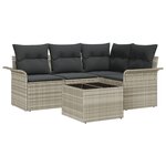 vidaXL Ensemble de Canapés de Jardin 5 Pièces avec Coussins Gris Poly Rattan