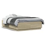 vidaXL Cadre de lit avec LED sans matelas chêne sonoma 135x190 cm