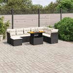 vidaXL Salon de jardin 9 Pièces avec coussins noir résine tressée