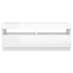 vidaXL Meuble TV avec lumières LED blanc brillant 100x35x40 cm