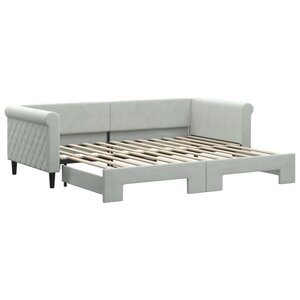 vidaXL Lit de jour avec lit gigogne gris clair 90x200 cm velours