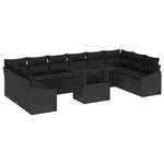 vidaXL Ensemble de Canapés de Jardin 11 Pièces avec Coussins Noir en Poly Rattan