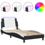 vidaXL Cadre de lit avec LED sans matelas noir et blanc 100x200 cm
