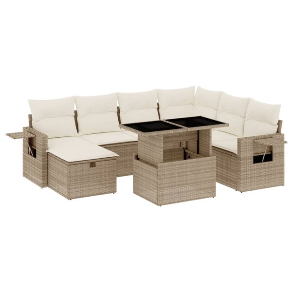 vidaXL Salon de jardin avec coussins 8 Pièces beige résine tressée