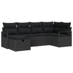 Set de canapé de jardin vidaXL 6 pièces avec coussins en rattan poly noir