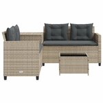 vidaXL Canapé de jardin et table et coussins en forme de L gris clair