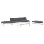 vidaXL Salon de jardin 5 Pièces avec coussins blanc bois massif