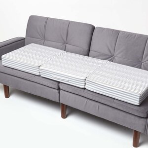 Coussin d'assise déhoussable pour canapé 3 places en coton  Gris rayé - HOMESCAPES