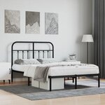 vidaXL Cadre de lit métal sans matelas avec tête de lit noir 120x190cm