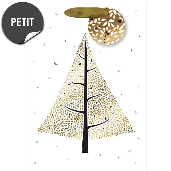 Sac cadeau petit format sapin doré - draeger paris